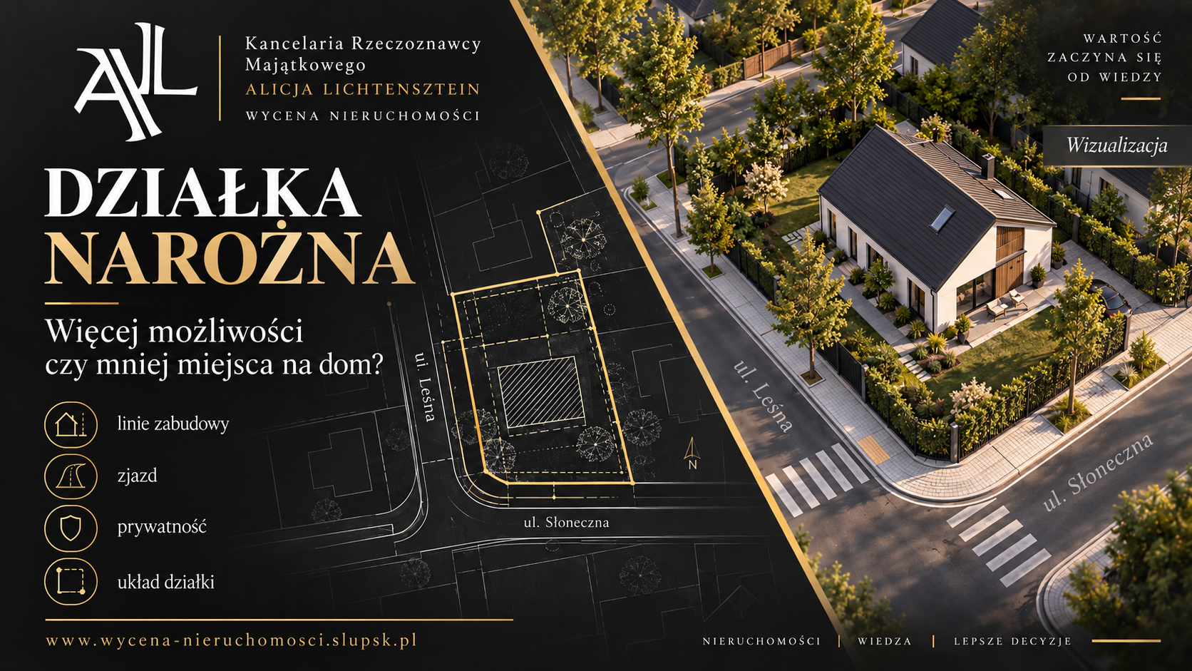 Działka narożna — więcej możliwości czy mniej miejsca na dom? 2 Rzeczoznawca majątkowy Słupsk