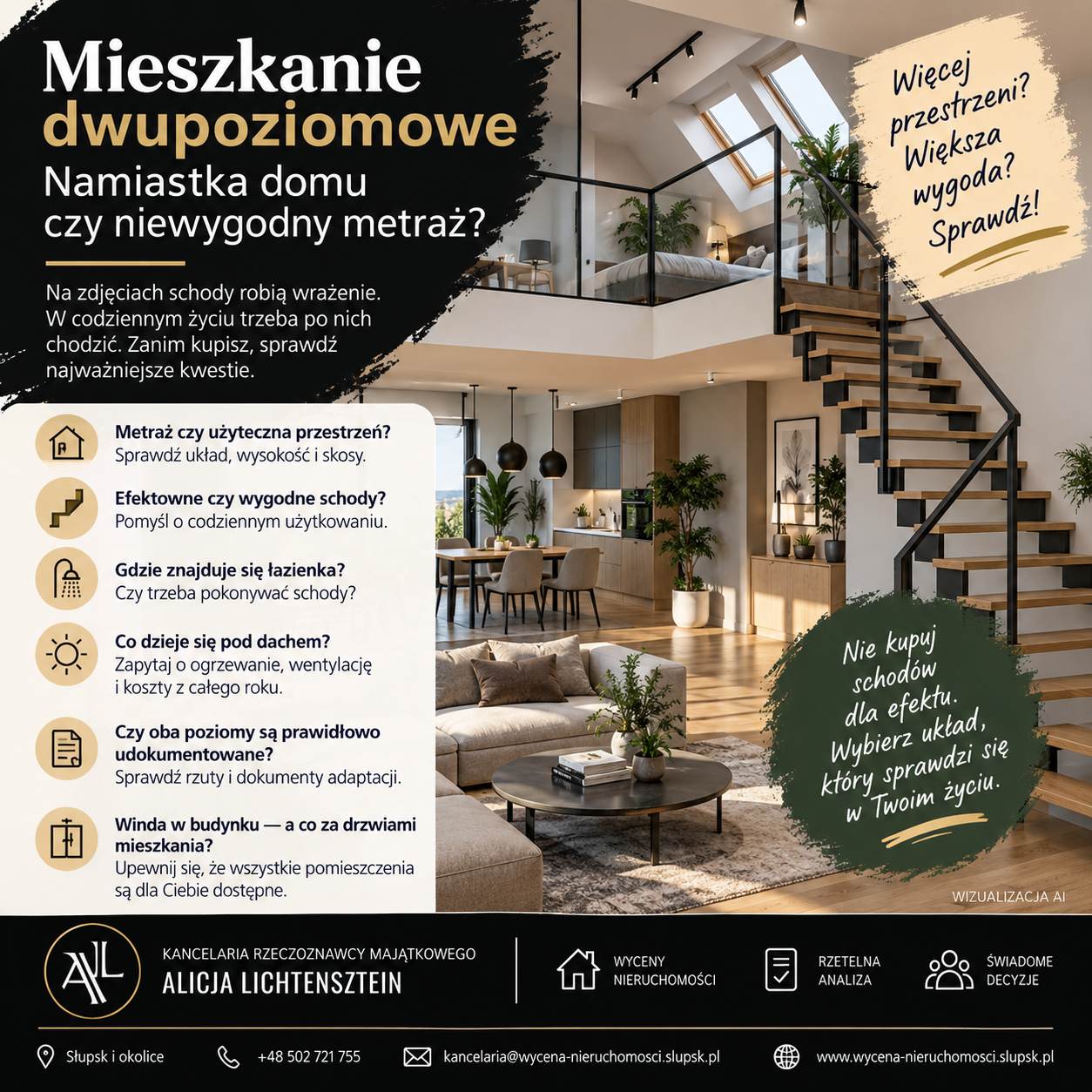 Mieszkanie dwupoziomowe – namiastka domu czy niewygodny metraż? 3 Rzeczoznawca majątkowy Słupsk